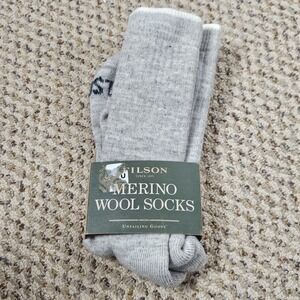 Filson Mens Heather Merino Wool Midweight Traditional Crew Socks Size XL - 13-15